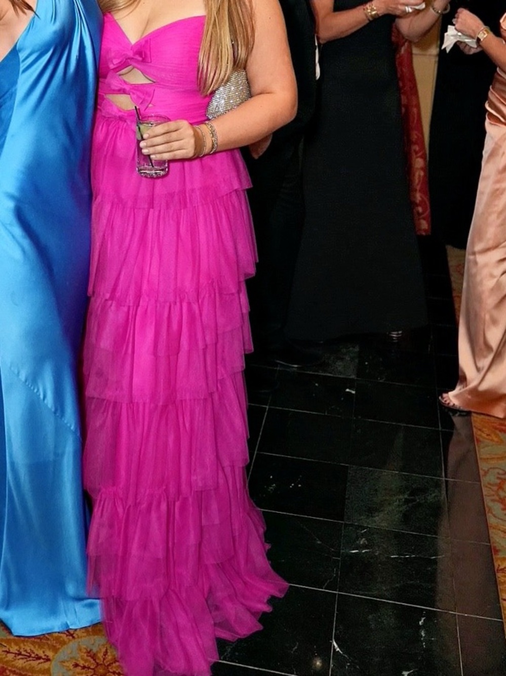 Blondie Nites Fuchsia Tiered Maxi Dress